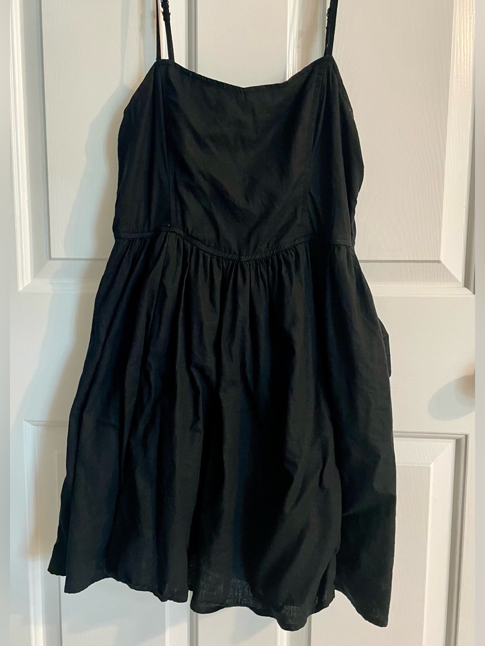 aerie Black Mini Sundress with Spaghetti Straps